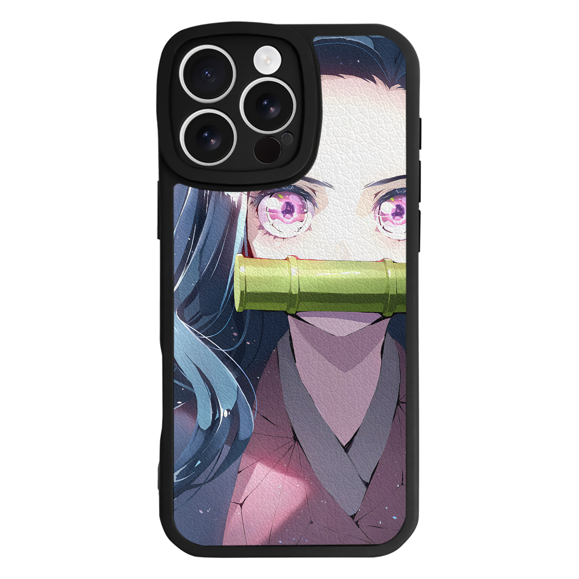 （画像用） 鬼滅の刃（きめつのやいば）竈門 禰󠄀豆子／かまど ねずこ Kamado Nezuko 【iPhone 16シリーズ対応】シリコンスマホケース（レザー調） 材質：シリコン